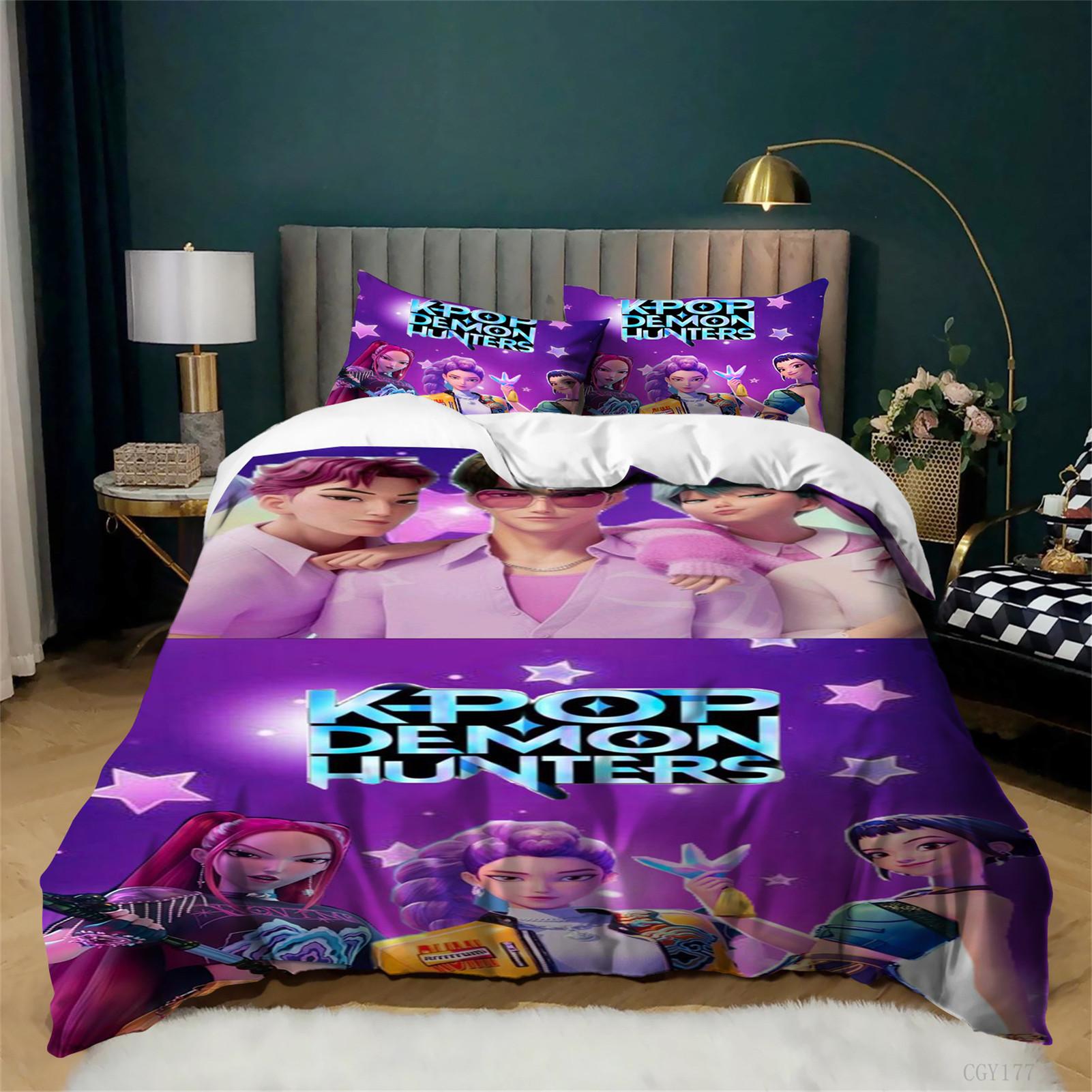 KPop Bedding Duvet Cover Set 3pcs Lightweight Soft Quilt Cover Microfiber Duvet Cover with Zipper Closure 135x200cm