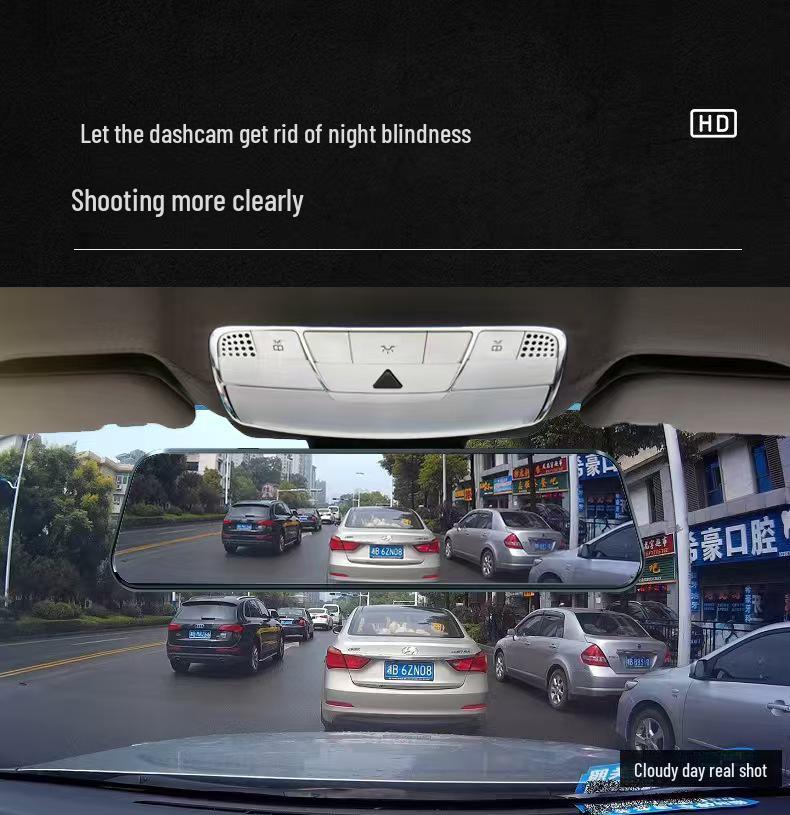 10-Inch HD Rearview Mirror: WiFi Dash Cam with Voice Control & Streaming Backup Camera