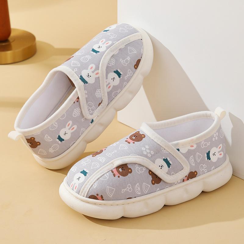 Fashion New Cartoon Animal Cotton Slippers Woman Winter Hook and Loop Bag and Cotton Shoes Women Warm Non-Slip Flat Slides Female
