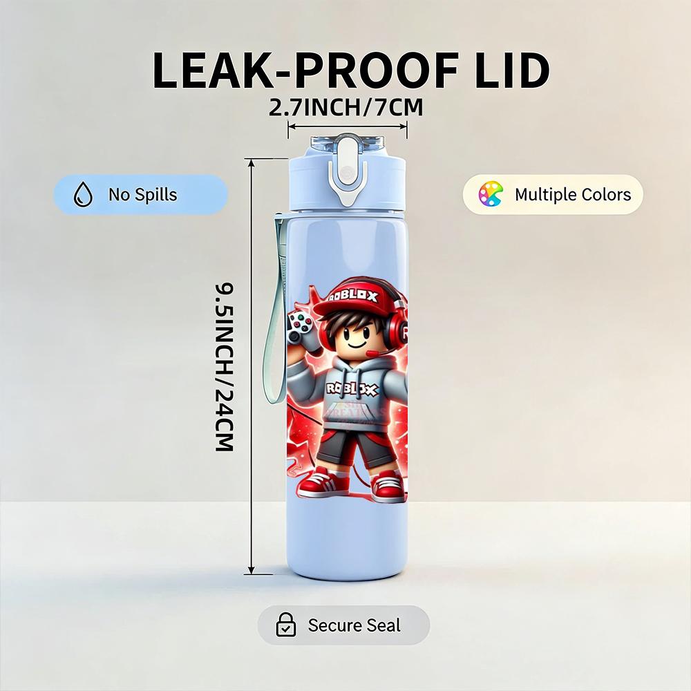 1PC Cartoon Firefighter Hero 750ml Color Plastic Sports Water Bottle Leakproof Flip Straw Lid Suitable for Sports Office Home Use