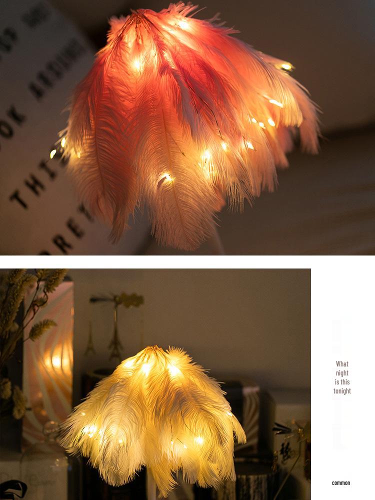 New Year Girl Table Lamp - Trendy Night Light, Birthday Gift, Room Decoration, Feather Lamp