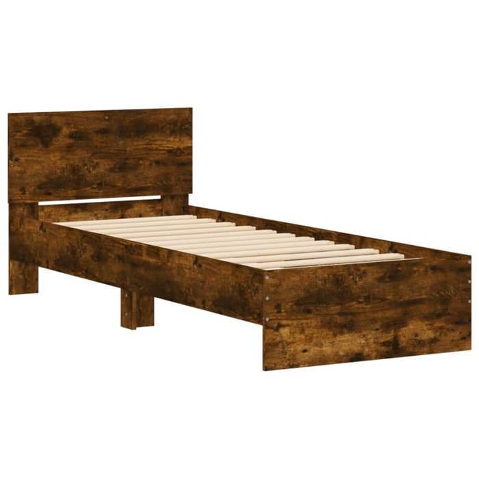 VidaXL Bed Frame with Headboard Smoked Oak 90x200 Cm 838628