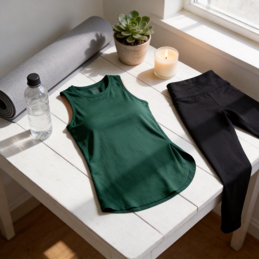 Workout Tank Top For Women With Side Slits Polyester Fabric For Yoga And Running