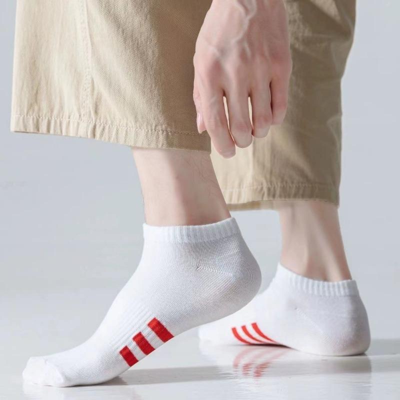Men's Summer Thin Three Bar Stripes Sports Sweat Absorber with Low Top Socks