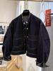 Korean-Style Women's Short Denim Jacket, 2025 Spring Collection - Casual, Loose, Round Neck Design