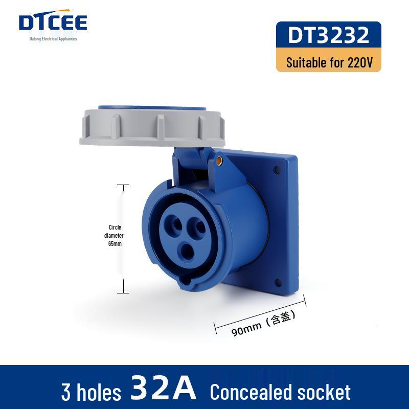 Second Gen IP67 Industrial Aviation Socket Connector 16A/32A, 3-Core/4-Core/5-Core, Non-Explosion-Proof