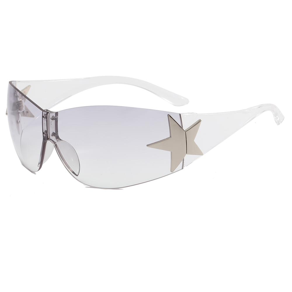 Superhot Eyewear 28761 Fashion 2023 Sun Glasses Oversized Rimless Shield Y2K Star Sunglasses