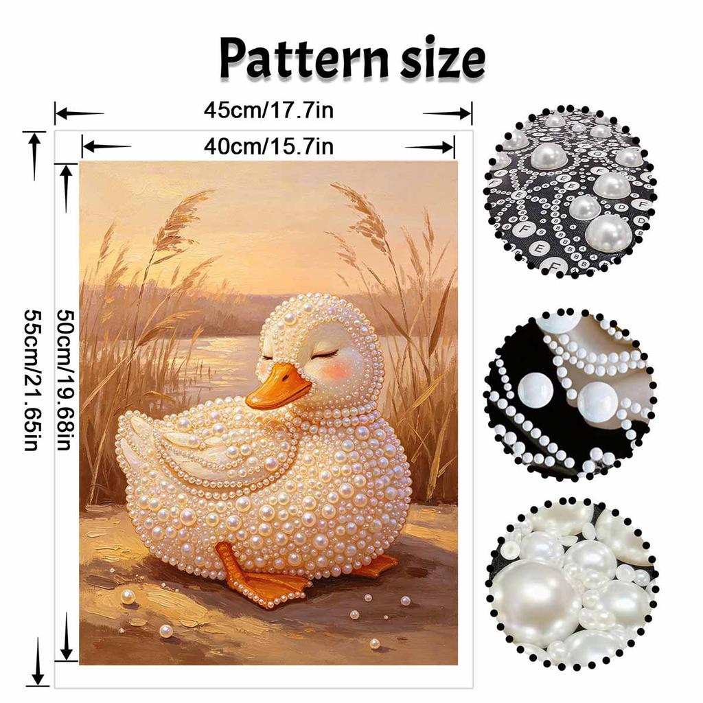 Handmade Framed Pearl Bead Painting Kit Cute Sleeping Duck Pattern 3D Shiny Canvas Art Ready to Display Home Decor Gift Idea Elegant Piece