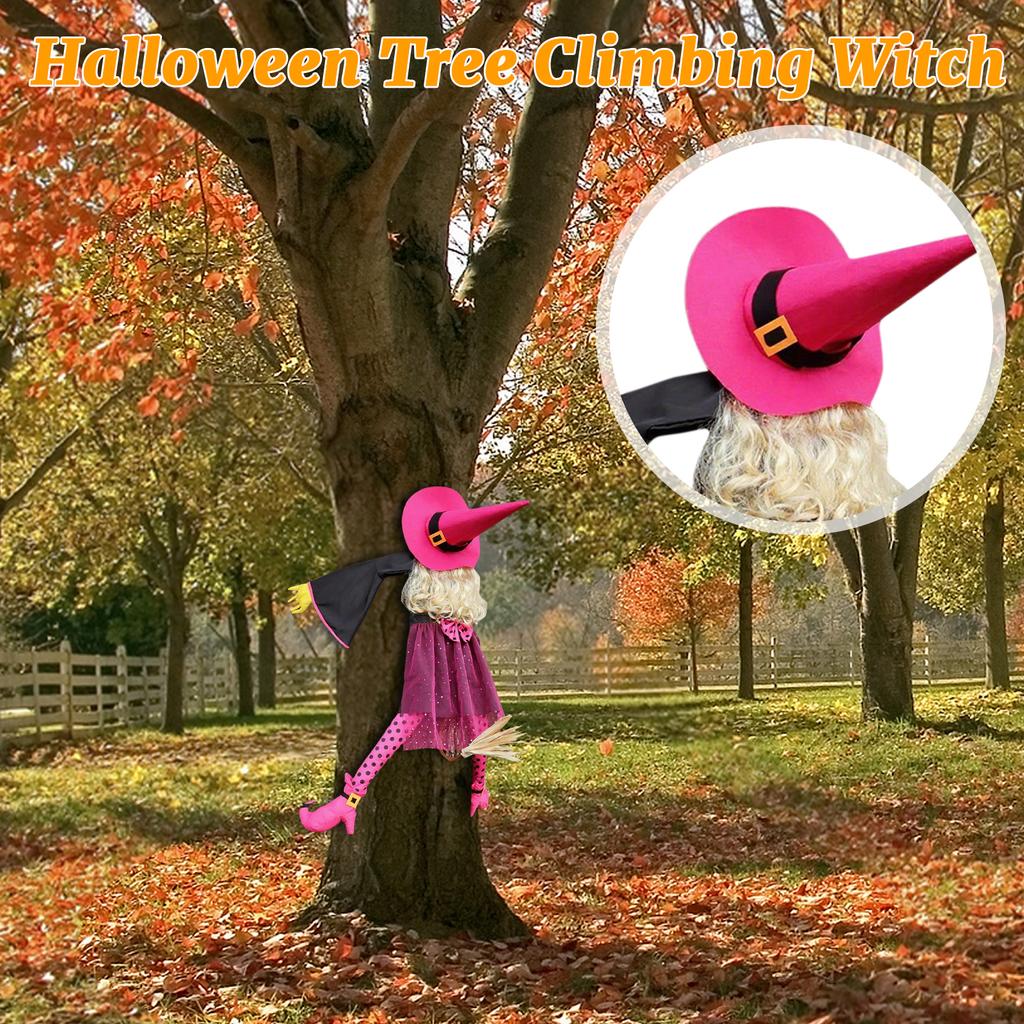 Halloween Tree Climbing Witch LED Light Glowing Tree Climbing Witch Hugging Tree Witch Party Decoration Props