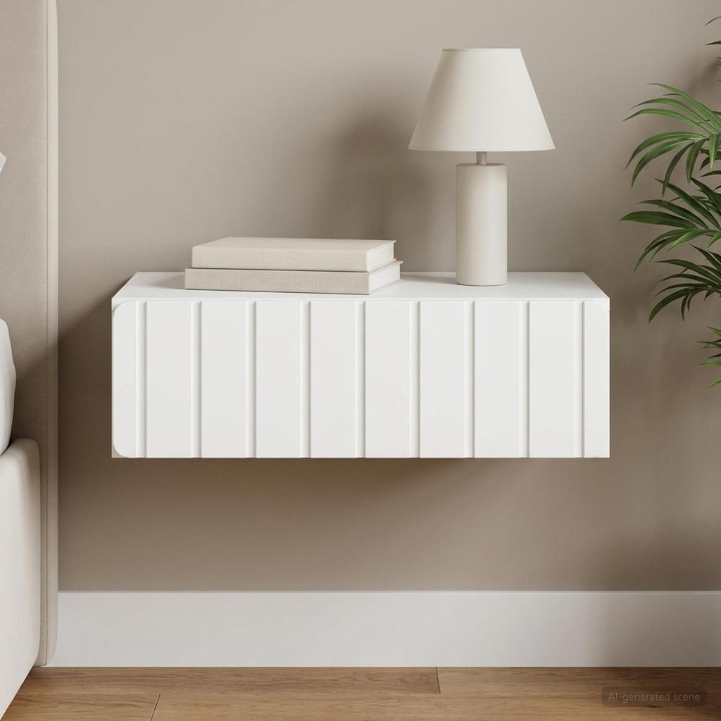 Wall Mounted Side Table White 59 x 34.5 x 17 cm