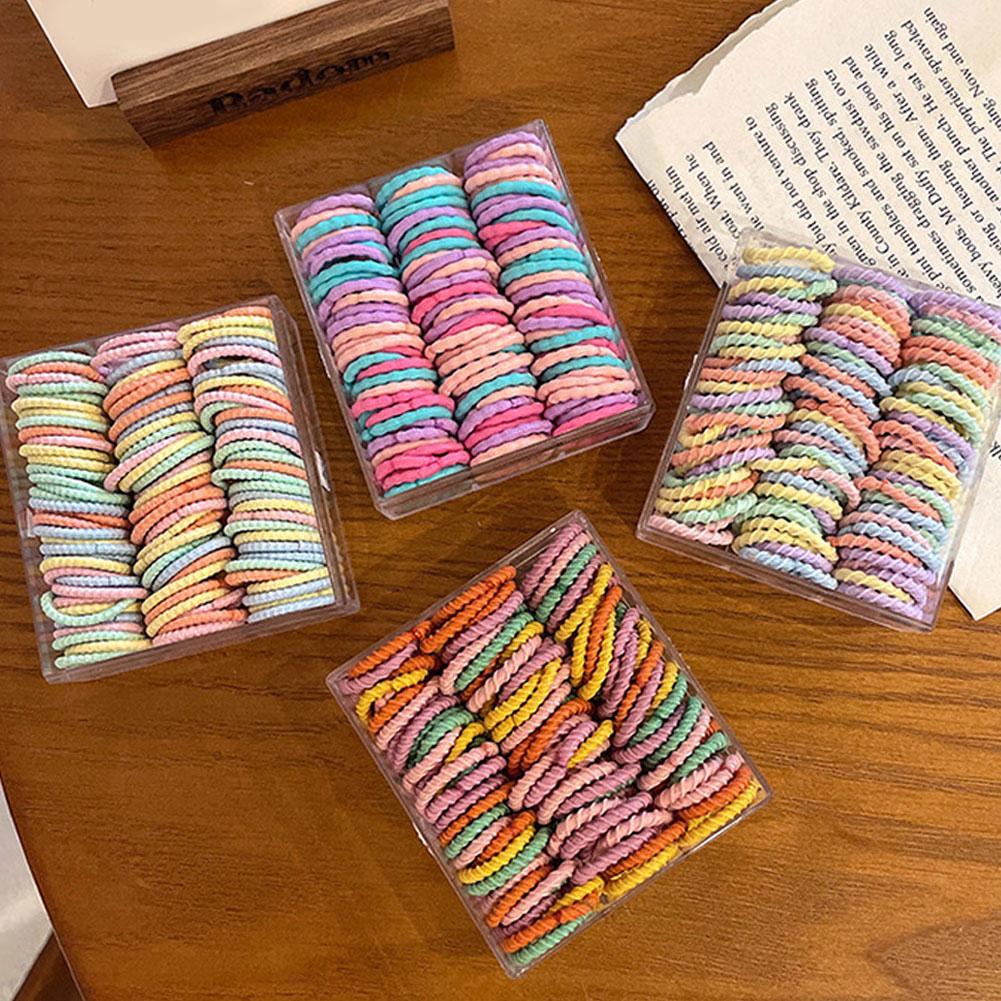 100Pcs/Lot Cute Girls Hair Accessories Rubber Hair Bands Fashion Colorful Elastic Hair Ties Rubber Bands Daily Festival Gifts