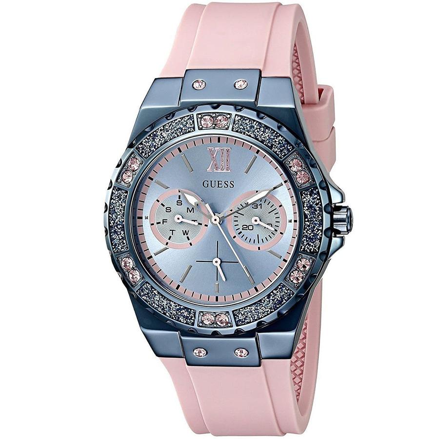 Guess Blue Dial Pink Silicone Strap Women's Quartz Watch - W0775L5