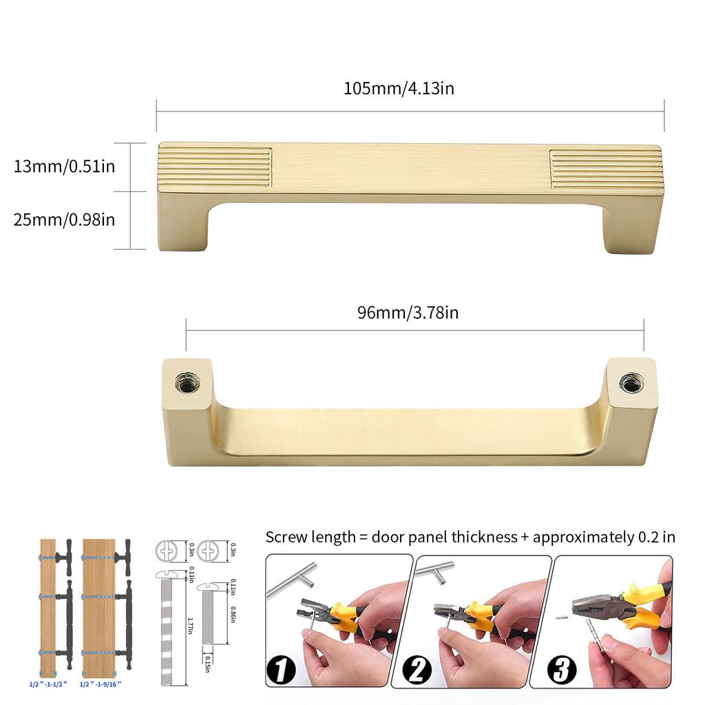 Modern Minimalist Bright Gold Grey and Brown Zinc Alloy Handles Wardrobes Cabinet Doors Luxury Furniture Pulls Drawers Knob