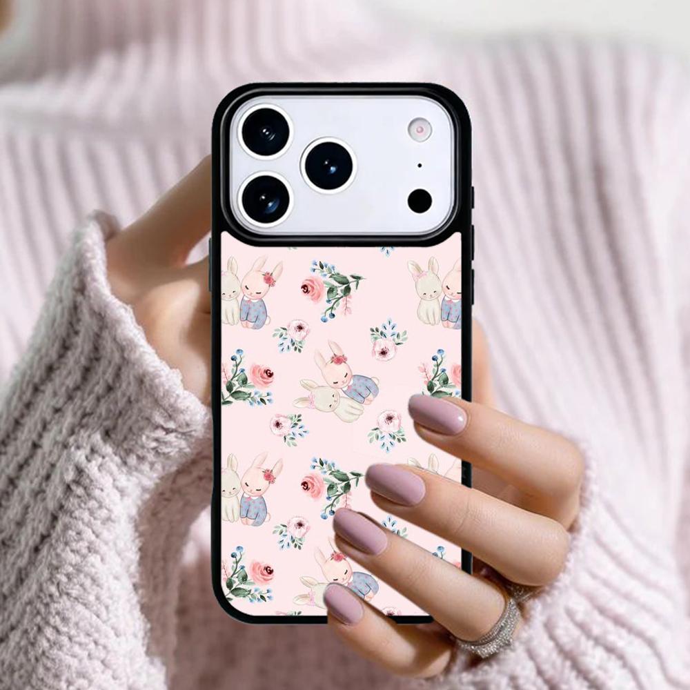 Cute Bunny Rabbit Phone Case For Apple iPhone 17 Air 16E 15 14 Plus 13 12 11 Pro Max Mini Funda Cover