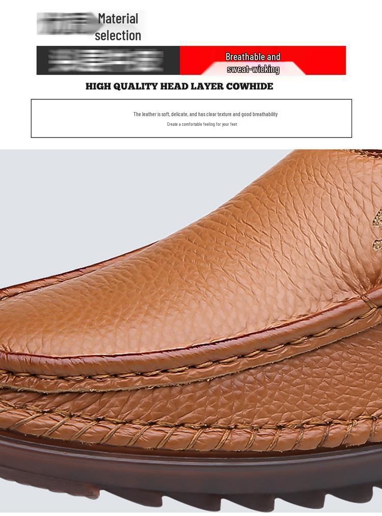 Men's Lightweight British Style Leather Slip-On Shoes - Versatile, Casual, Comfortable