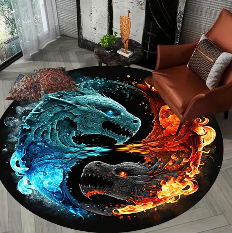 Japanese Koi Fish Round Rug Zen Living Room Living Room Bedroom Home Decoration Carpet Bedroom Decor Living Room Decoration