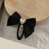 Women Hairpin Smooth Edges Smooth Satin Ribbon Bow Sparkling Rhinestone Rounded BB Clip Hair Accessory