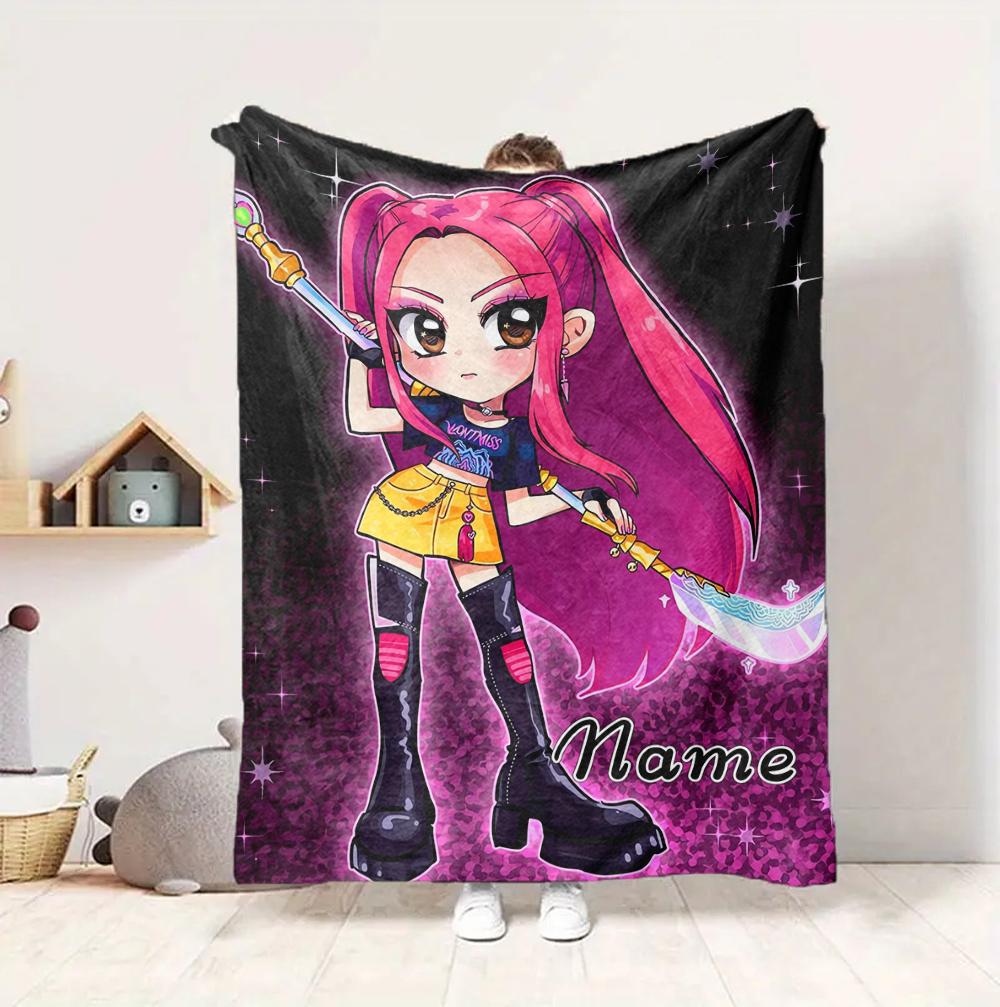 Custom Name Fantasy World Flannel Blanket Throw Blanket Soft Warm Sofa Bed Home Decor Unique Gift