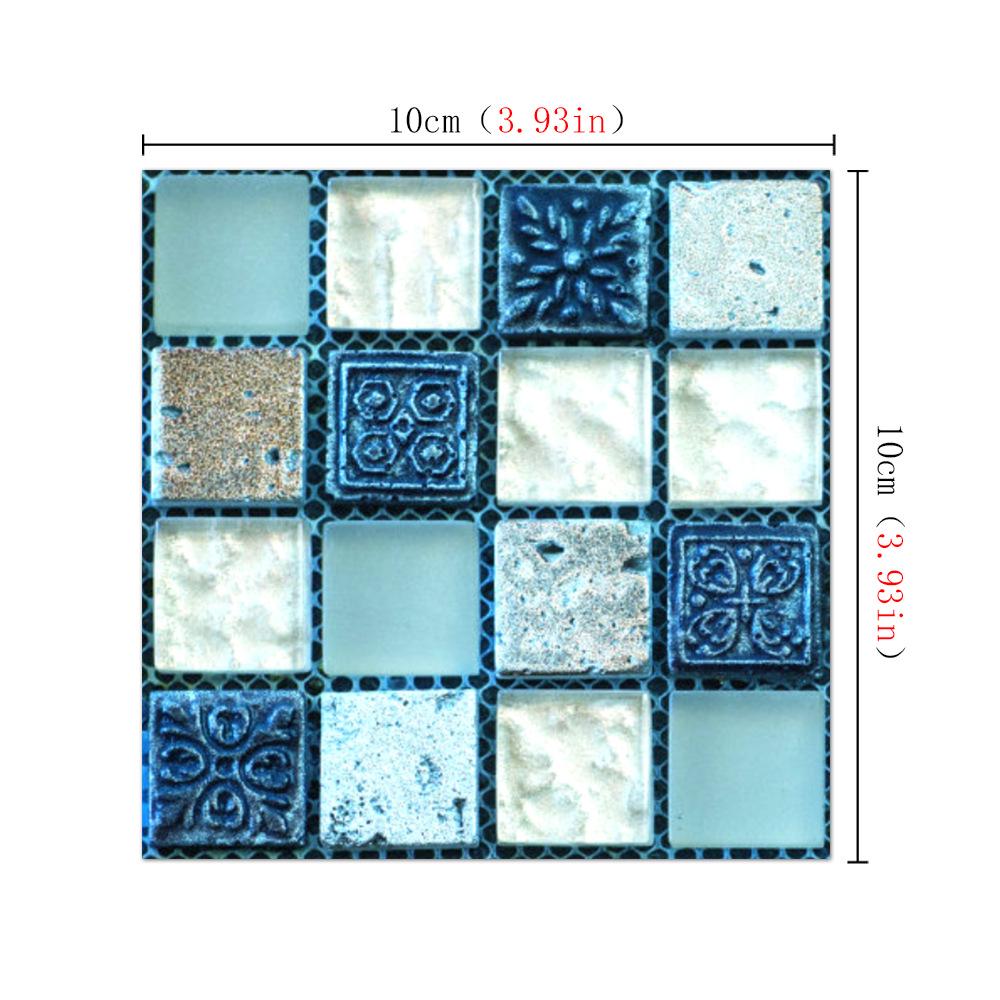 

3D Mosaic Tile Stickers - Waterproof, Self-Adhesive, Oil-Proof for Bathroom & Kitchen Walls Size 10x10cm