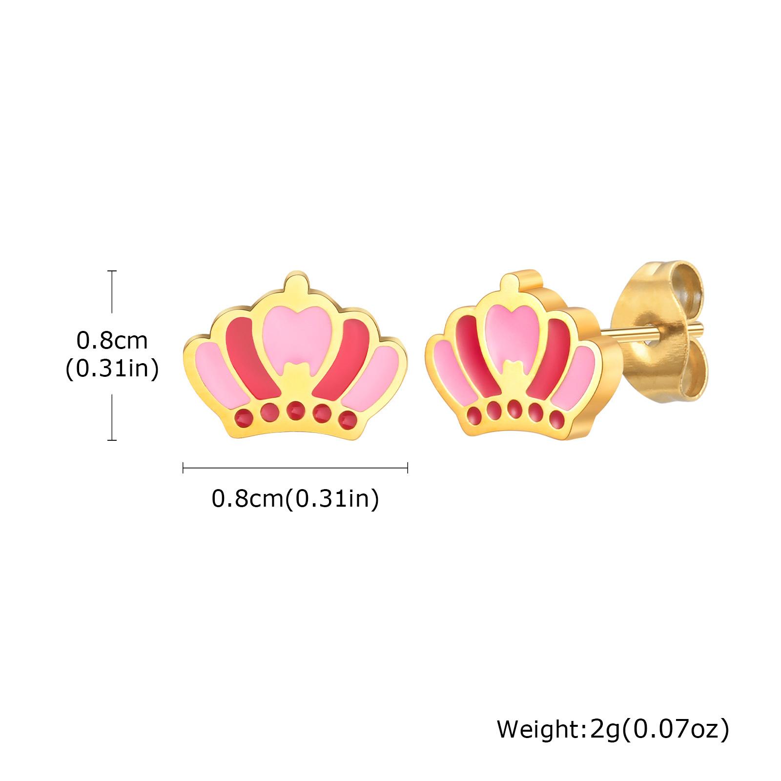 

Vnox Sweet Heart Crown Flower Butterfly Stud Earrings for Girls,Cute Pink Enamel Stainless Steel Anti Allergy Earrings Gift