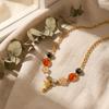 Ethnic Bull Head Pendant Necklace Women Vintage Stainless Steel Stone Beaded Clavicle Chain Party Fashion Jewelry Gift