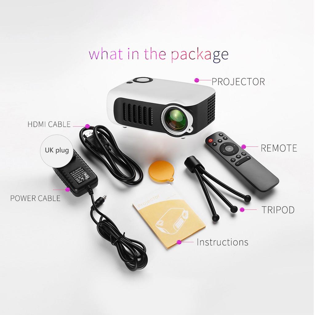 Buy A2000 Portable Mini LED Projector with USB VGA HDMI AV Multimedia ...