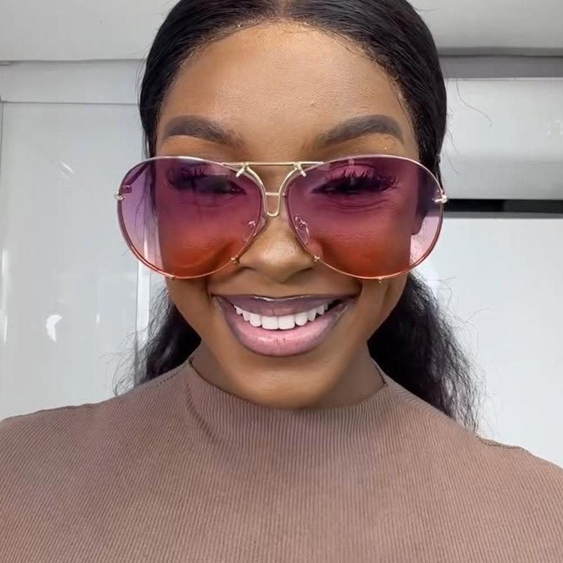 New Classic Pilot Oversized Men Sunglasses Vintage Metal Sun Glasses Women Mirror Gradient Colors Driving Male Shades Uv400