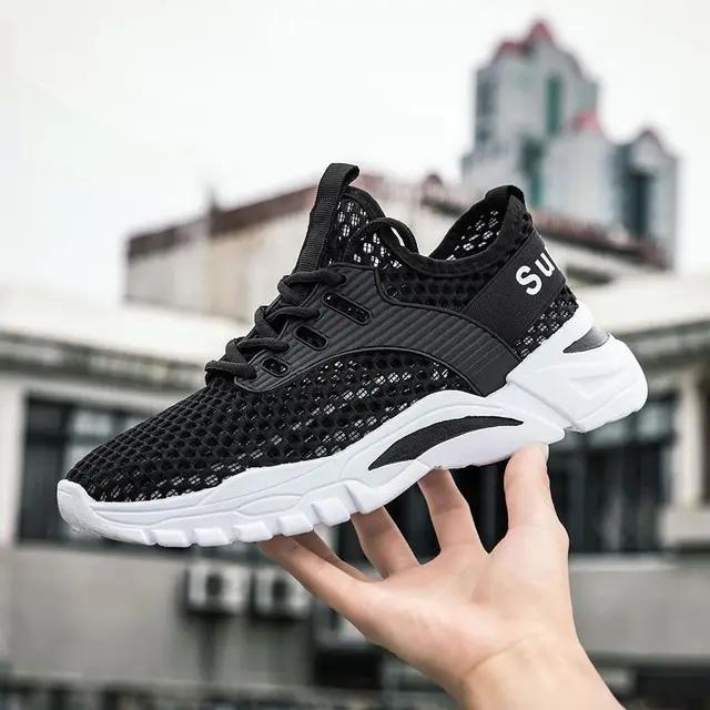 Men's Shoes Summer Breathable Deodorant Thin Mesh Hollow Large Mesh Casual Mesh Shoes Men's Soft-soled Running sneaker