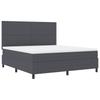LED Box Spring Bed in Dark Grey and White 180 x 200 cm Cord Fabric