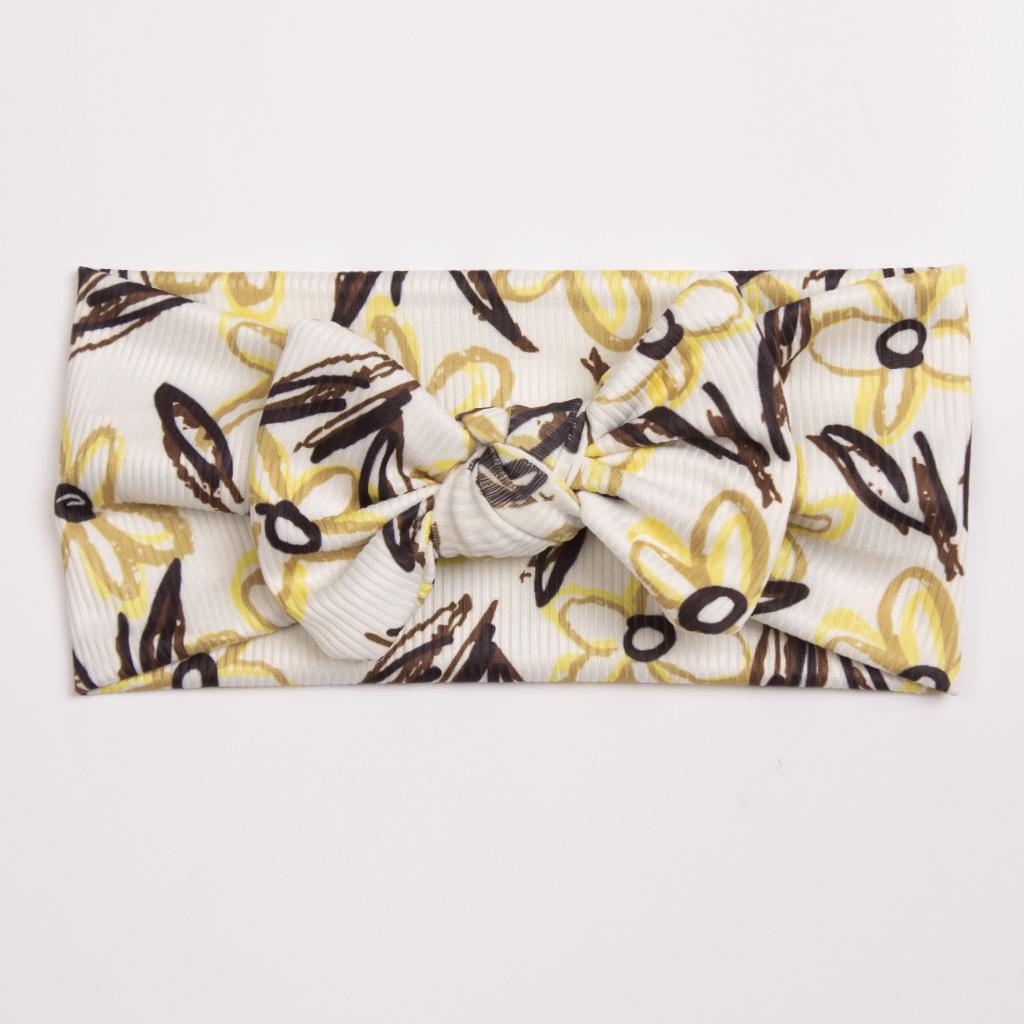 Cozy Baby Hair Band: Soft Print Bow Headscarf for Girls - Perfect for Autumn and Winter