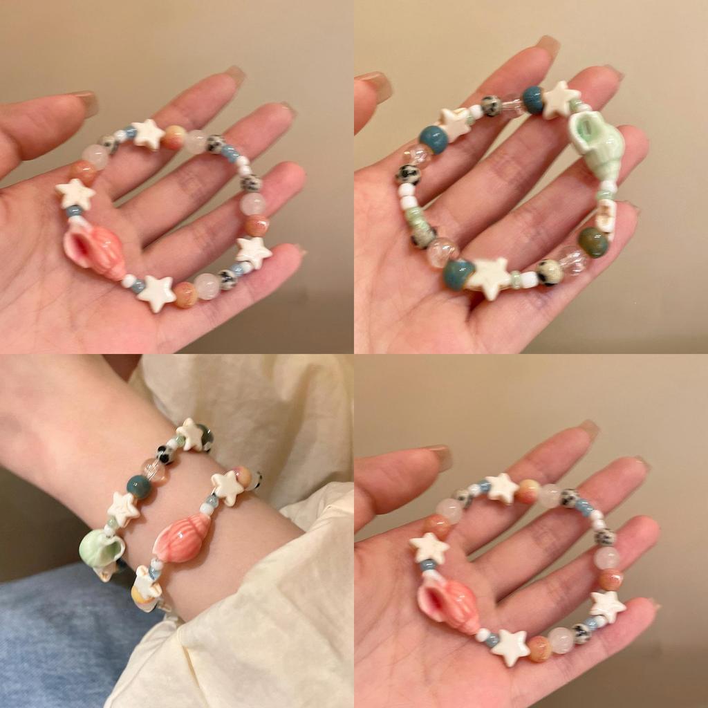 Sweet Vacation Starfish Beaded Bracelet For Women With Shell Accents And Handmade Crafting