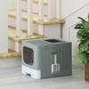 Cat Litter Box, Sliding Drawer, Lid, 2 Adjustable Doors, Detachable Scoop, 48 x 38 x 38.5 cm, Grey