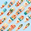 24pcs Medium Ballet 3D Beach Design Press On Nail Summer False Nail Acrylic Nail Manicure Nail Decors French Art Tips