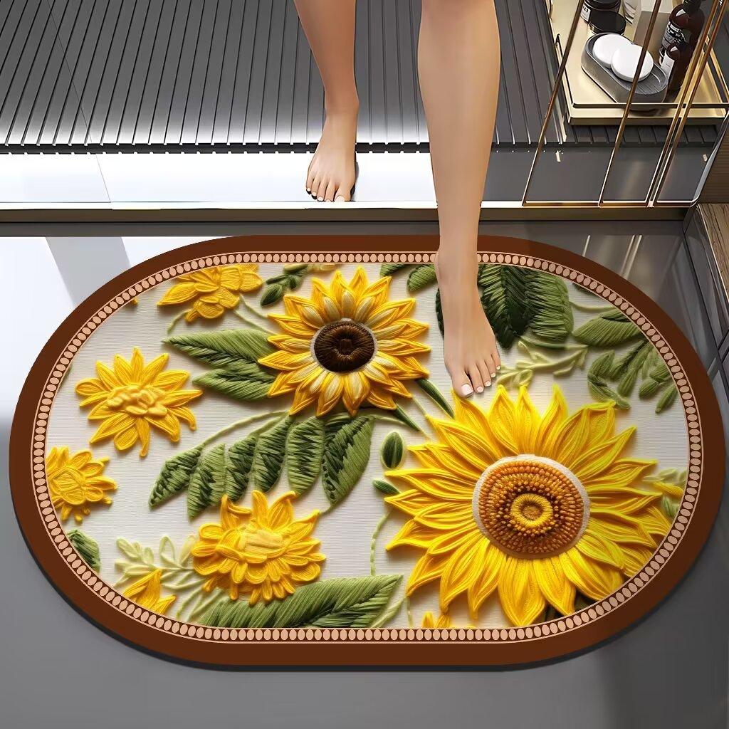 Výšivka v čínském stylu Větrná diatomová bahenní rohož Absorpční Špinavá koupelnová protiskluzová rohož Domácí koupelna Snadno se udržuje Rohožka na nohy
