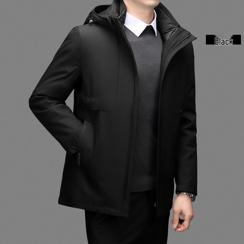 

Brand High-End Men s Goose Down Jacket: Thickened, Warm, Hooded, 5-in-1 Casual Coat for Middle-Aged Dads 180