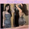 Summer Satin Pleated Strapless Bodycon Dress For Women With Glitter Sparkle And Adjustable Waist