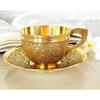 Tasse et soucoupe en laiton pur avec motif en relief, pour servir le thé, le café, vaisselle
