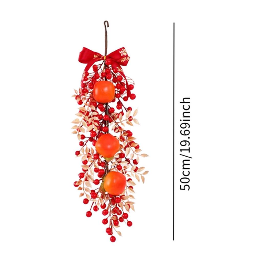 Traditional Chinese Red Berries Pendant Reusable Wall Fireplace Hanging Ornament for Living Room Farmhouse Wedding Dorm Holidays