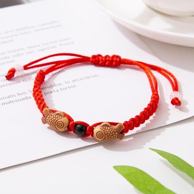1PC Chinese Style Hand-woven Double Fish Lucky Red Rope Bracelet Colorful Rope Double Fish Bracelet