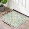 Machine Washable Green Flower Design Dirt-Resistant Carpet