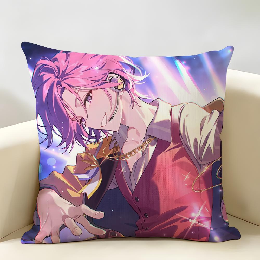 EEnsemble Stars Anime Cushion Cover Natural Linen Organic Fabric DoubleSided Printing Room Sofa Decor Pillow Case