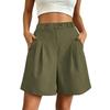 Damen High Waist Locker Geschnittene Lässige Shorts mit Taschen Elastischer Bund Weiter Bein Design für den Alltag