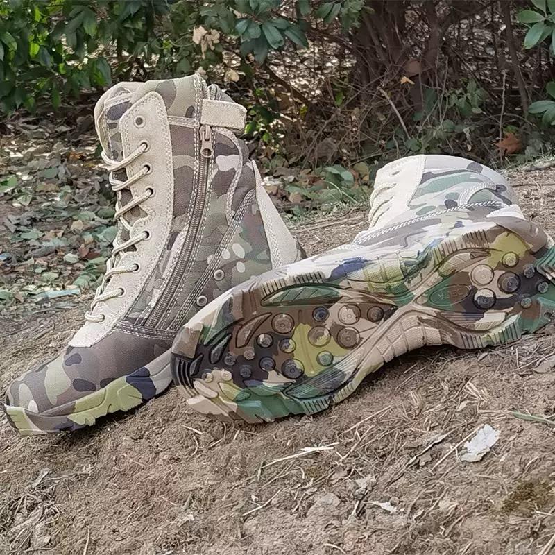 Boots for Men Fashion Camouflage High-top Boots Classic Desert Combat Boot Jungle Training Boots Outdoor Non Slip Hiking Booties