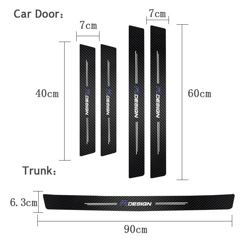 Car Threshold Stickers For Volvo V60 V40 XC90 S60 C30 XC60 V70 S90 Olestar Carbon Fibre Car Trunk Decorative Sticker Car Styling