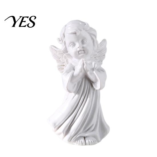 Fine Texture Gypsum Art Resin Cherubs Figurine, White Angel Statue, Garden Praying Cherub Sculpture, Shelf Decor Indoor Outdoor Home Decoration, Cute