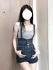 2024 Retro High-Waist Denim Overalls for Women - Slim Fit Street Style Shorts