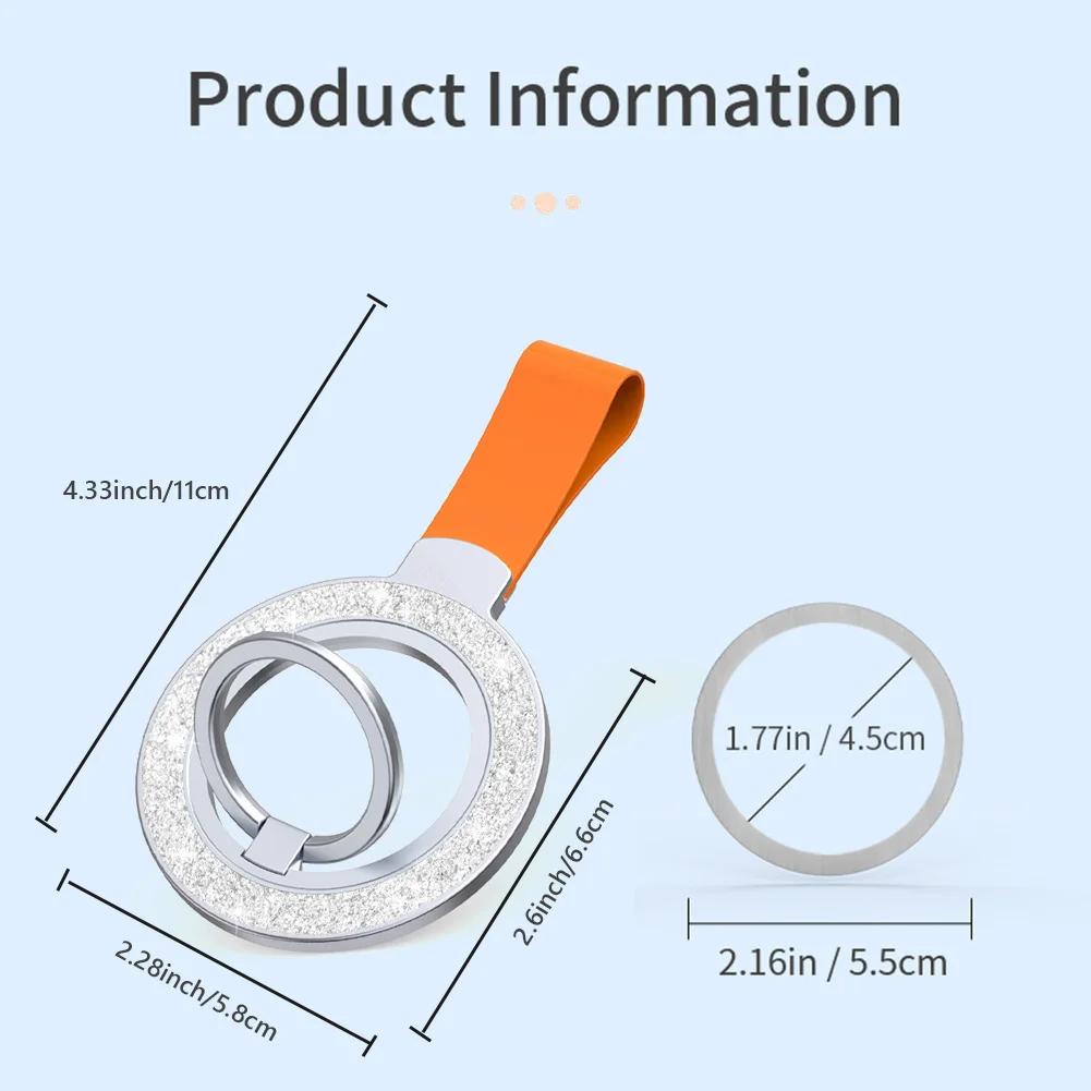 Universal Double-sided Magnetic Holder for Magsafe Mobile Phone Stand In Car Grip Finger Ring Bracket with Hand Strap for iPhone
