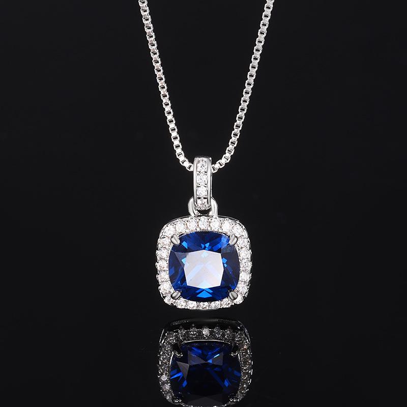 

Jewelry Copper Bottom Gold-plated Retro Simulation Blue Spinel Fertilizer Square Simple Wind Set