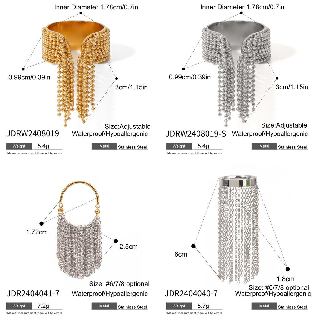 Stainless Trendy Geometric Steel Ring With Exquisite Tassel Detail Women For