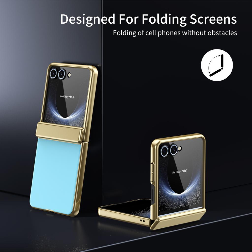 For Samsung Galaxy Z Flip 7 6 5 4 3 AG Matte Vacuum Plating Hinge Full Protective Glass Front Film Drop Resistant Phone Case